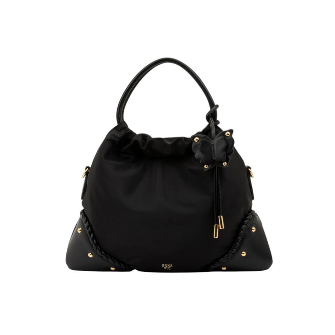 ed9 ANA SUI ハンドバッグ エナメル バタフライ ライトブラック アナスイ ANNA SUI バタフライツイスト 2WAYハンドバッグ