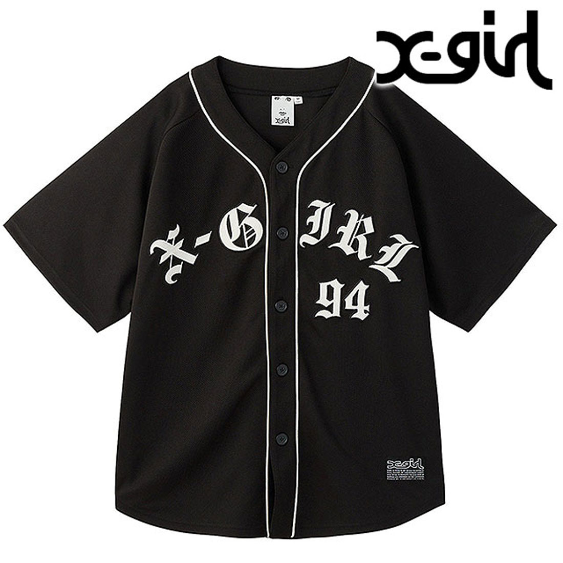 エックスガール X－girl OLD ENGLISH LOGO BASEBALL SHIRT BROWN