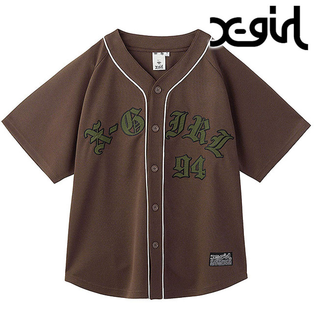 エックスガール X-girl オールドイングリッシュロゴ ベースボールシャツ 105253014003 FW25 OLD ENGLISH LOGO BASEBALL SHIRT Xgirl トップス BLACK 正規取扱店 エックスガール X－girl OLD ENGLISH LOGO BASEBALL SHIRT BROWN