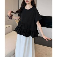 miniministore/ミニミニストア miniministore アシンメトリーフリルtシャツ 異素材夏服/508448942