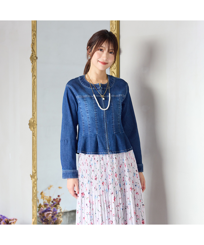 美品　大きいサイズLL ローズティアラ　ゆったりスプリングコート　ブルゾン 美品 大きいサイズLL ローズティアラ ゆったりスプリングコート