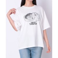 ADPOSION/アドポーション ADPOSION ネコ グラフィックプリント クルーネックTシャツ / アニマルプリントTシャツ/508449606