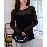 KOBE LETTUCE/コウベレタス KOBE LETTUCE ドットシアー裾フリルトップス [C7590]/508449874