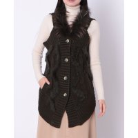 NORTHERN WORLD/ノーザンワールド NORTHERN WORLD ラビット＆チャイナラクーンファートリム ニットロングベスト/508450020