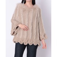 NORTHERN WORLD/ノーザンワールド NORTHERN WORLD ラビット＆チャイナラクーンファートリム 袖付きニットポンチョ/508450021