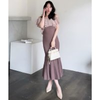 ROYAL PARTY/ロイヤルパーティー ROYAL PARTY シフォンブラウスドッキングニットマーメイドワンピース/508450453