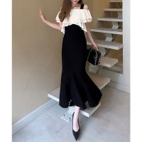 ROYAL PARTY/ロイヤルパーティー ROYAL PARTY シフォンブラウスドッキングニットマーメイドワンピース/508450453