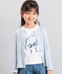 BeBe/ランダムリブ長袖カーディガン+天竺リボンプリント半袖Tシャツセット(90~150/508408256
