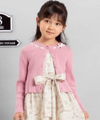 BeBe/ラインリボンくるみボタンニット長袖カーディガン(90~150cm)/508408260