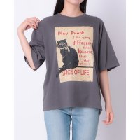 ADPOSION/アドポーション ADPOSION ネコ グラフィックプリント クルーネックTシャツ / アニマルプリントTシャツ/508449606