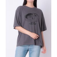 ADPOSION/アドポーション ADPOSION ネコ グラフィックプリント クルーネックTシャツ / アニマルプリントTシャツ/508449606