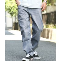 LUXSTYLE/ラグスタイル LUXSTYLE ワイドストレッチデニムパンツ/ストレッチ 伸縮性 大きいサイズ カジュアル ユーズド加工 色落ち リラックス 通年 オールシーズ/508451229