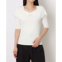 12Twelve Agenda/トゥエルブアジェンダ 12Twelve Agenda シアー切替オフショル5分袖ニットプルオーバー/508451455