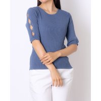 12Twelve Agenda/トゥエルブアジェンダ 12Twelve Agenda ボートネックスカラ半袖リブニットプルオーバー/508451457