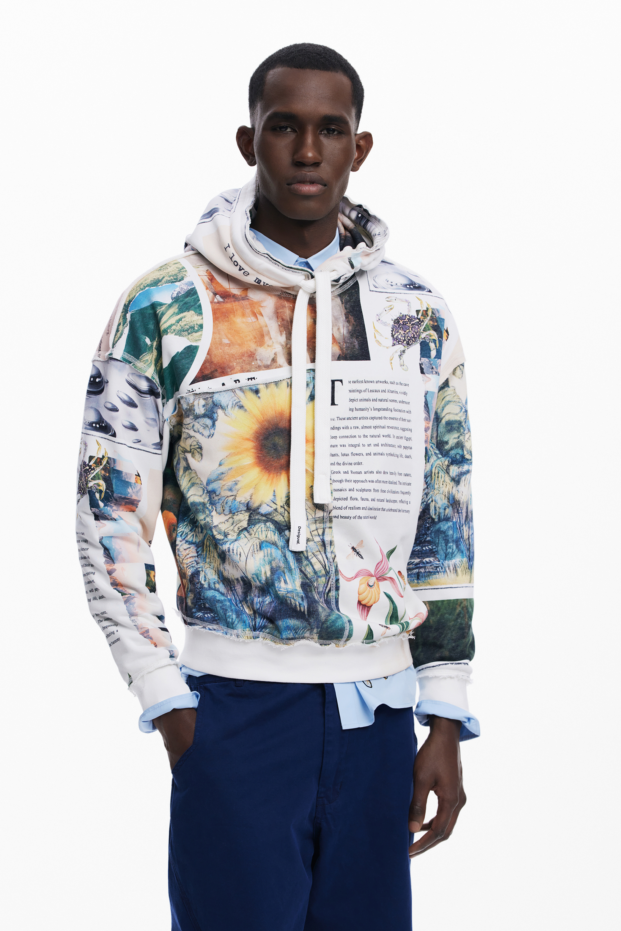 デシグアル Desigual ひまわり柄のフード付きスウェット