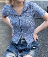 SPIRALGIRL/スパイラルガール SPIRALGIRL アシメダブルZIPニットトップス/508452547