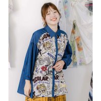 ScoLar/スカラー ScoLar タイガー柄切替デニムシャツ/508452593