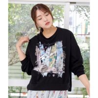 ScoLar/スカラー ScoLar 花蝶箔プリント 異素材切替プルオーバー/508452605