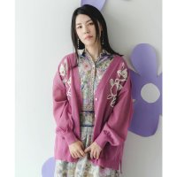 ScoLar/スカラー ScoLar バラ柄コード刺繍 シアーニットカーディガン/508452607