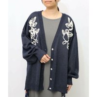 ScoLar/スカラー ScoLar バラ柄コード刺繍 シアーニットカーディガン/508452607