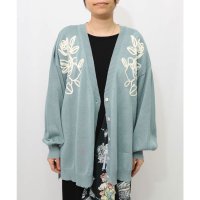 ScoLar/スカラー ScoLar バラ柄コード刺繍 シアーニットカーディガン/508452607