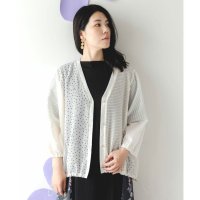 ScoLar/スカラー ScoLar 花束プリント 異素材切替カーディガン/508452608