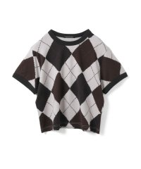 mizuiro ind/mizuiro ind アーガイルプリントTシャツ/508452875