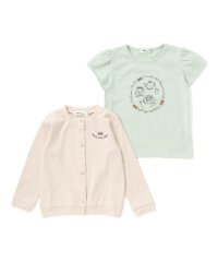 Noeil aime BeBe/ティータイムプリント天竺半袖Tシャツ＋リボン付きスムース長袖カーディガンセット(/508418987