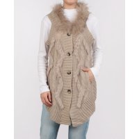 NORTHERN WORLD/ノーザンワールド NORTHERN WORLD ラビット＆チャイナラクーンファートリム ニットロングベスト/508450020