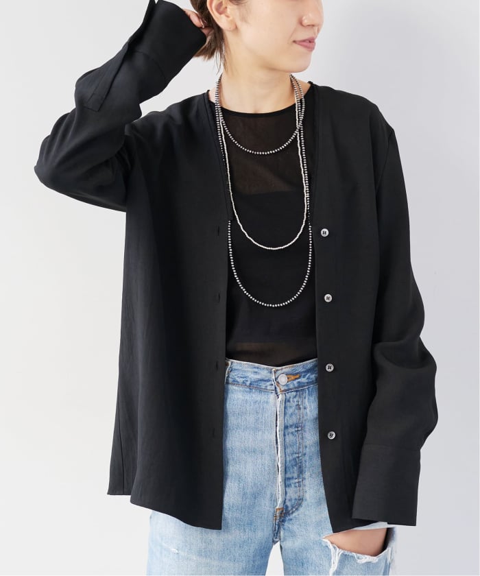 プラージュ　R’IAM ノーカラーシャツ　ホワイト シャツ plage（プラージュ）の「R'IAM ノーカラーシャツ（シャツ