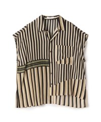 GALERIE VIE/シルクハブタエストライププリント アシンメトリーヘムシャツ/508455909