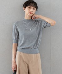 NIJYUSANKU（LARGE SIZE）/【洗える】サステナブルウール モックネック 5分袖 ニット/508456154