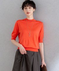 NIJYUSANKU（LARGE SIZE）/【洗える】サステナブルウール モックネック 5分袖 ニット/508456154