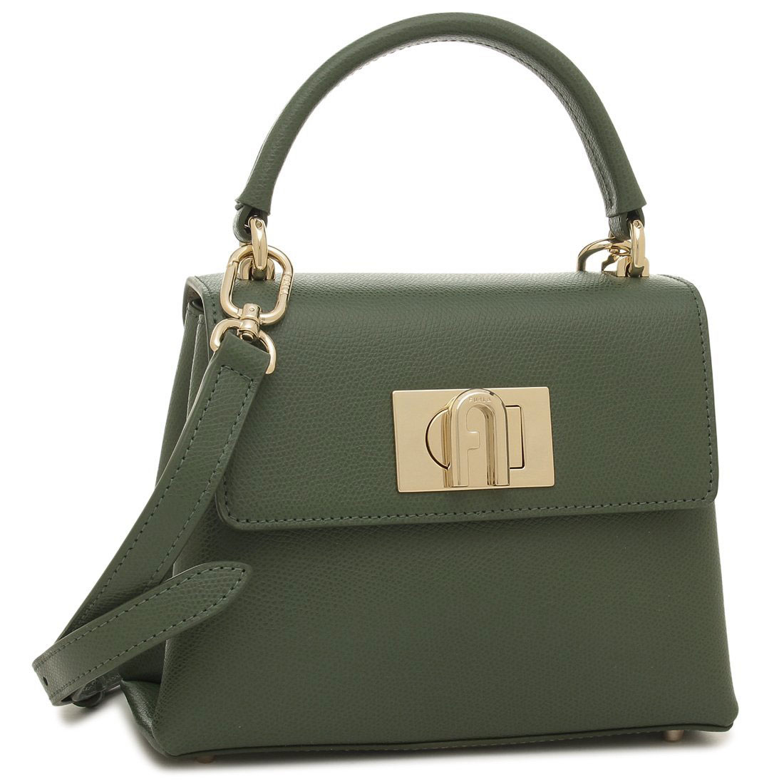 美品 FURLA ミニトップハンドル WB00109 ショルダーバッグ グリーン 美品 FURLA ミニトップハンドル WB00109 ショルダーバッグ