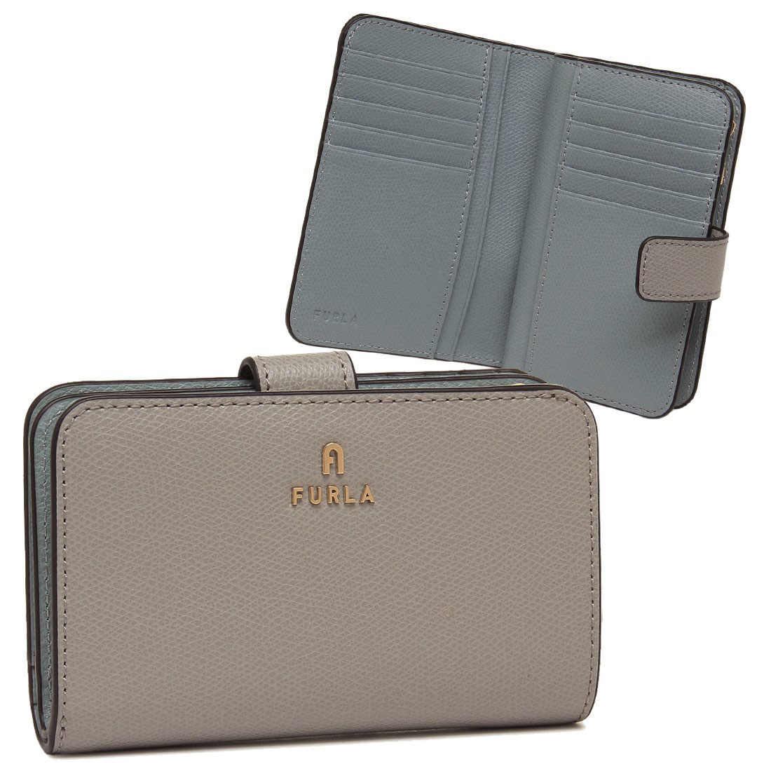 【未使用品】FURLA フルラ カメリア 二つ折り財布 グレー系 保存袋・箱付 フルラ FURLA 二つ折り財布 カメリア グレー レディース FURLA