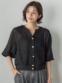 Droite Lautreamont/ドロワット ロートレアモン Droite lautreamont 変わり織りメッシュVカーディガン≪手洗い可能≫/508457747