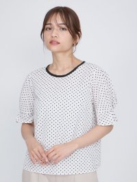 QUEENS COURT/クイーンズコート QUEENS COURT シアサッカーモノトーンドットブラウス≪手洗い可能≫/508458056