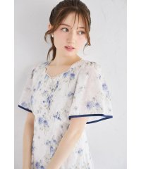 tocco closet/トッコクローゼット tocco closet フラワープリントパイピングフレアスリーブワンピース/508458805