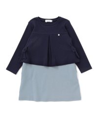 BeBe Petits Pois Vert/【店舗限定】重ね着風配色ポンチ長袖ワンピース(95~150cm)/508432661