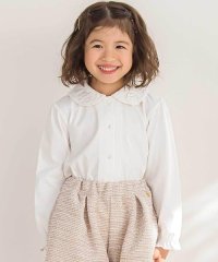 BeBe Petits Pois Vert/【店舗限定】襟付き花ワッペン刺しゅう天竺長袖ブラウス(95~150cm)/508432667