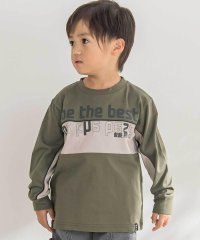 BeBe Petits Pois Vert/【店舗限定】フロッキープリント切り替え天竺長袖Tシャツ(95~150cm)/508432679