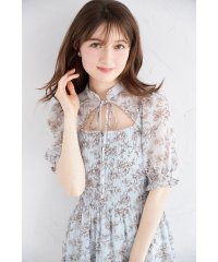 tocco closet/トッコクローゼット tocco closet リボン付きオープンデコルテシャーリングフラワートワルドジュイプリントワンピース/508460338