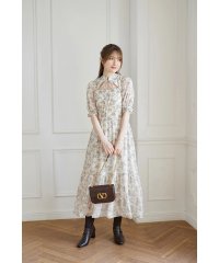 tocco closet/トッコクローゼット tocco closet リボン付きオープンデコルテシャーリングフラワートワルドジュイプリントワンピース/508460338
