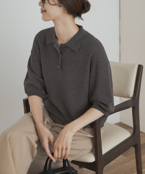 URBAN RESEARCH DOORS ニットポロシャツ チャコールグレー URBAN RESEARCH DOORS ポロシャツ 「UR TECH 200日ニット