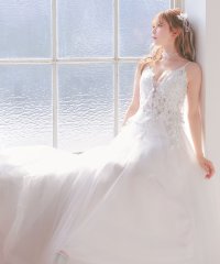Tika/ティカ Tika キャバドレス キャミソール 立体フラワー刺繍 ビジュー バストシースルー 谷間魅せ ボリュームチュール Aライン ロングドレス (XSサイズ～/508461397
