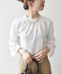 SHIPS any WOMEN/《予約》SHIPS any:〈洗濯機可能〉シアー ジャージー スタンド フリル カット ブラウス/508461879