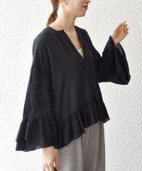 SHIPS any WOMEN/《予約》SHIPS any:〈洗濯機可能〉コットン モス ラッフル フリル キーネック ブラウス/508462395