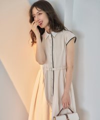 SWINGLE/白襟バイカラーデザインベルテッドワンピース/508459956