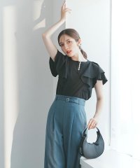SWINGLE/フリルスリーブパールキーネックカットソー/508459959