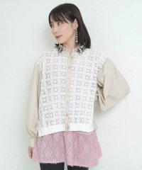 ScoLar/スカラー ScoLar 蝶花刺繍 レース切替シャツ/508462516